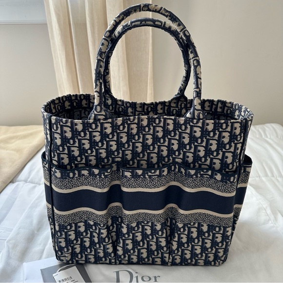 Christian Dior Blue Oblique Embroidered Catherine Tote Bag - Picture 2 of 8